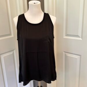 Black silk tank w chest pocket